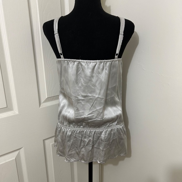 White House Black Market Silver/Grey Silk Slip Top With Button Detail Size XS - Picture 3 of 9